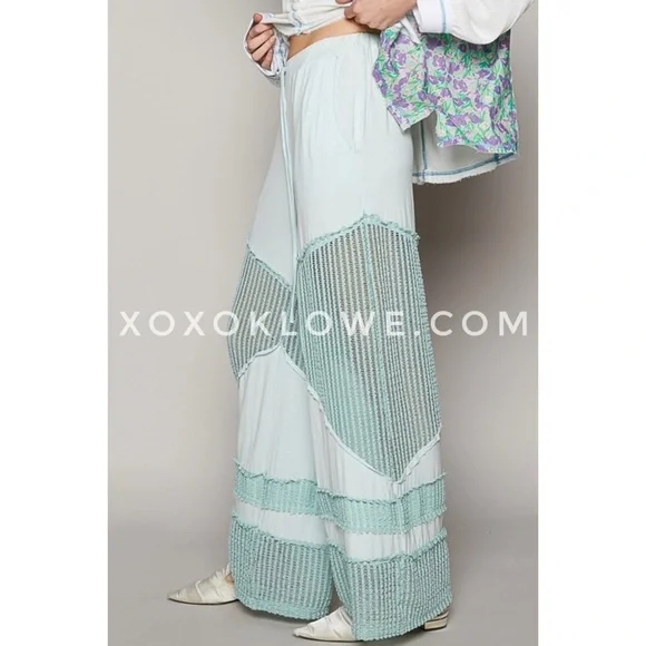 POL Baby Blue Flowy Wide Leg Rayon Jersey Palazzo Pants - Picture 4 of 10